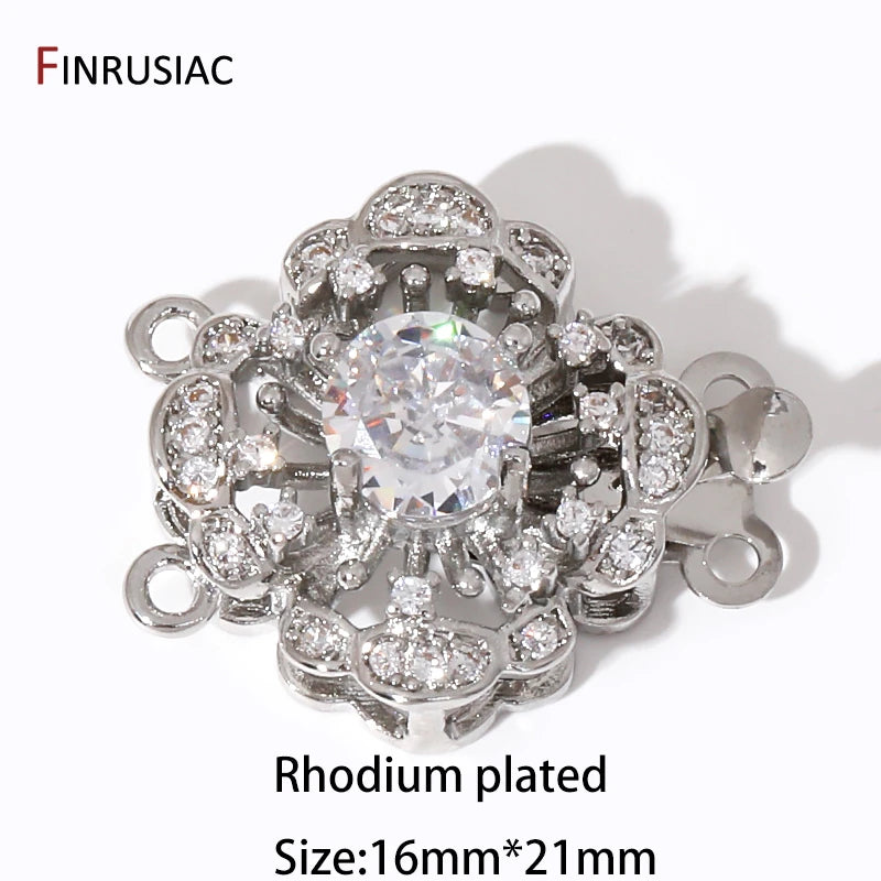 Multi Styles 18K Gold Plated Brass Flower Safety Clasps for DIY Jewelry