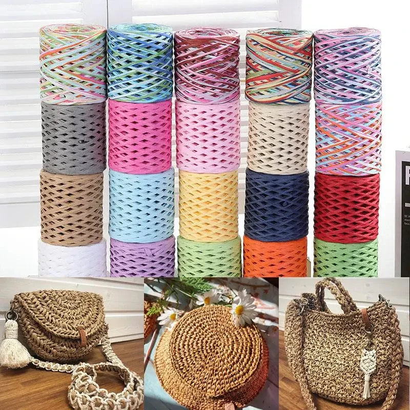 200M Natural Raffia Straw Yarn For DIY Summer Bags Hats
