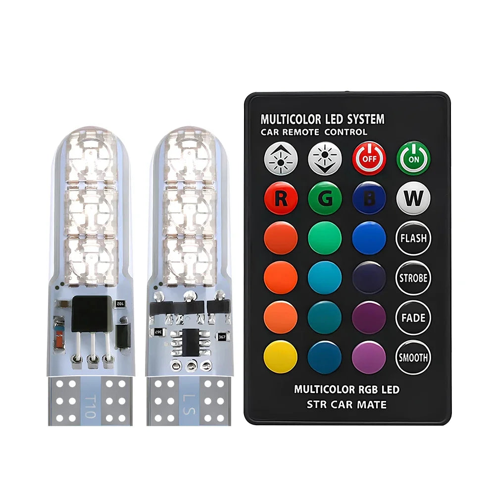 New T10 5050 6SMD DC 12V Waterproof RGB W5W Car Bulb