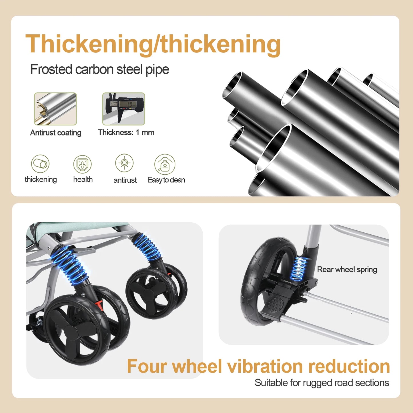 Foldable Cat Dog Stroller  Detachable  Easy Assembly Pet Travel Carrier W/Shock Absorption Folding Resistant to dirt