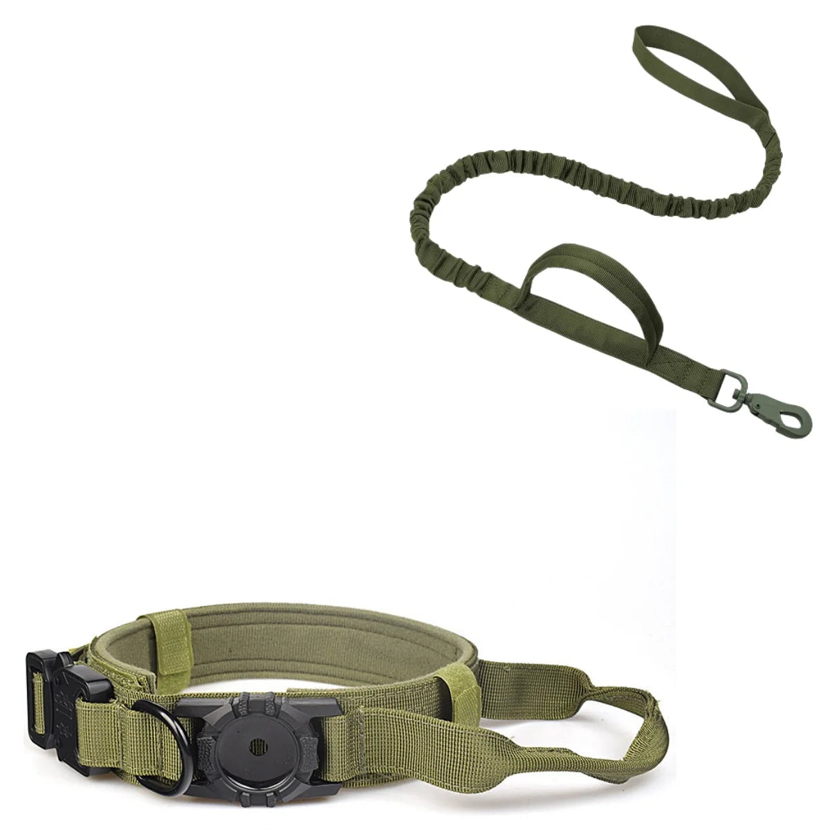 Tactical AirTag Dog Collar with Handle and Metal Buckle for Medium Large Dogs