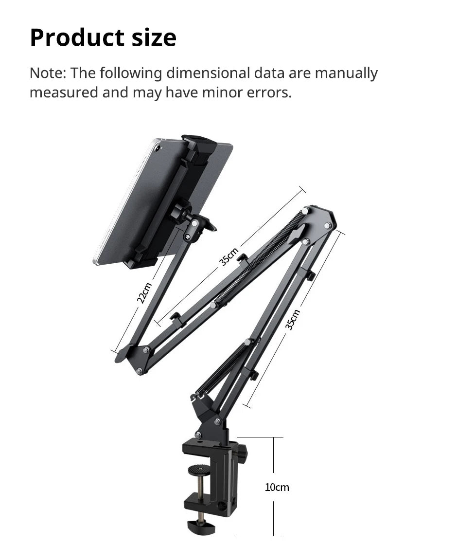 Soporte para tableta con rotación de 360°, soporte para teléfono de escritorio con brazo de aluminio para iPad Pro Air Mini 4~11 Xiaomi Lenovo Samsung Tab Holde