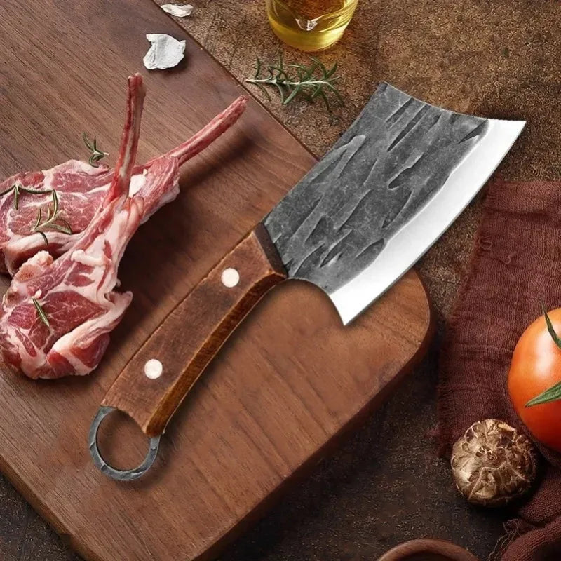 Handmade Utility Knife Cleaver Meat Vegetables Fruit Kitchen Knives Wood Handle Boning Butcher Knife Chef Cooking Cutter Cleaver