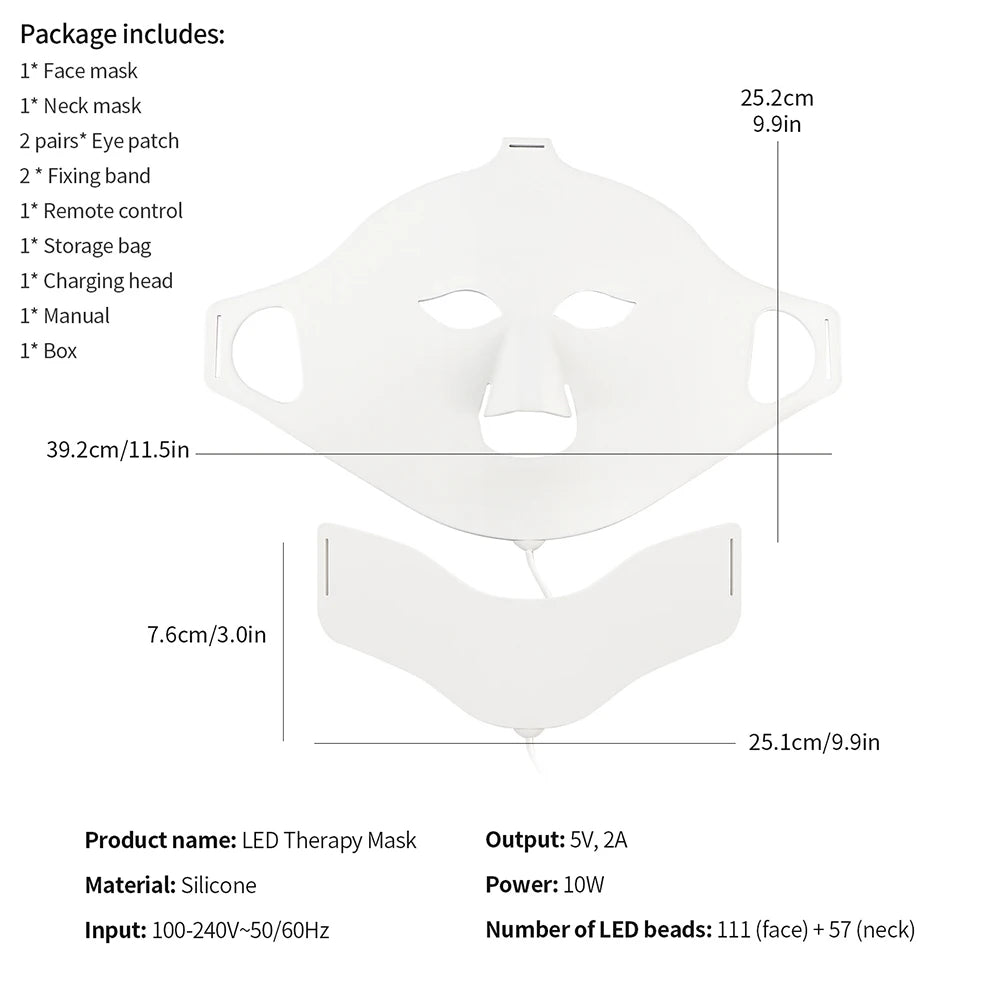 Foreverlily Face Neck LED Mask 7 Colors Photon Therapy