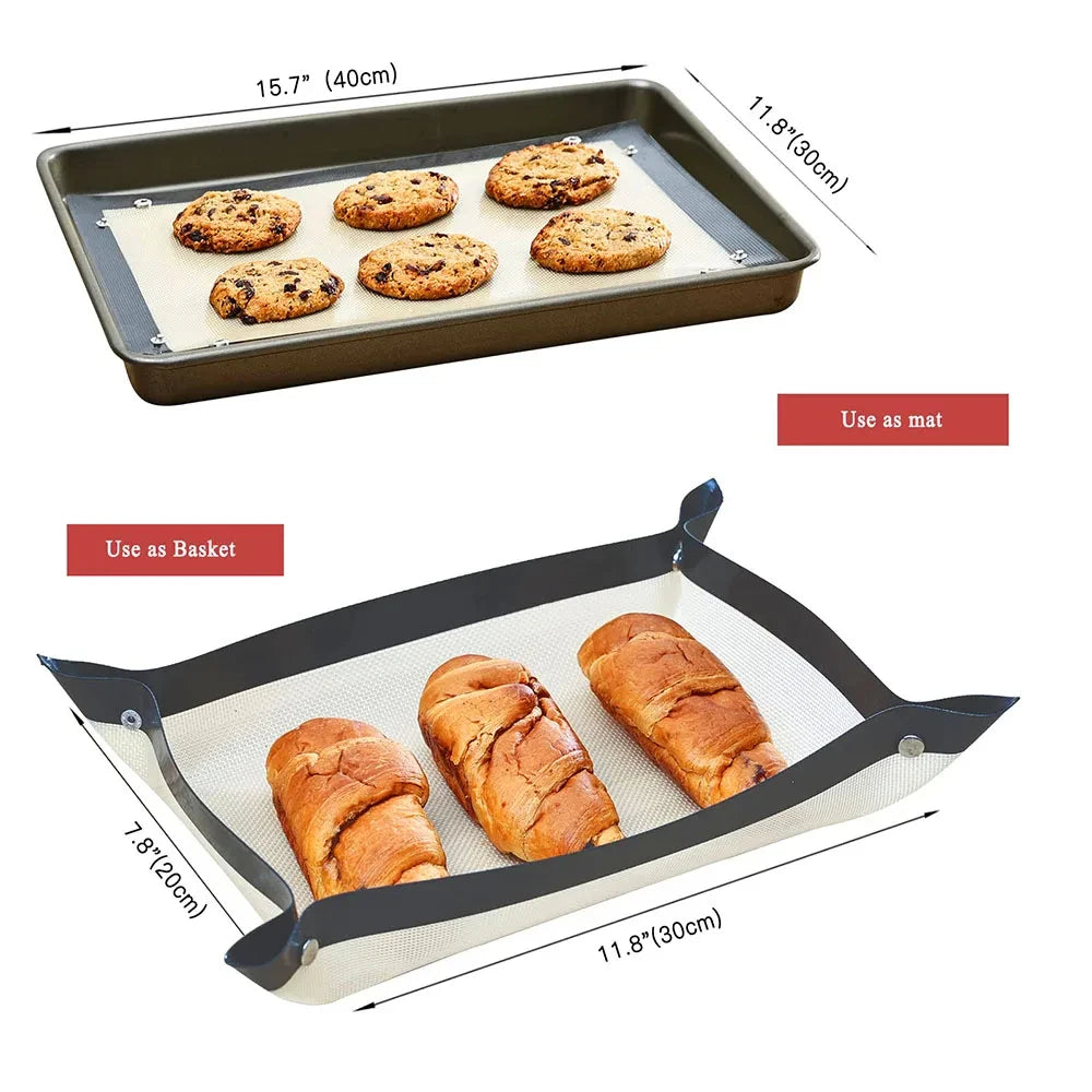 Buyyes Silicone Baking Mat Non Stick Heat Resistant Cookie Tray Leakproof Oven Liner for Easy Baking