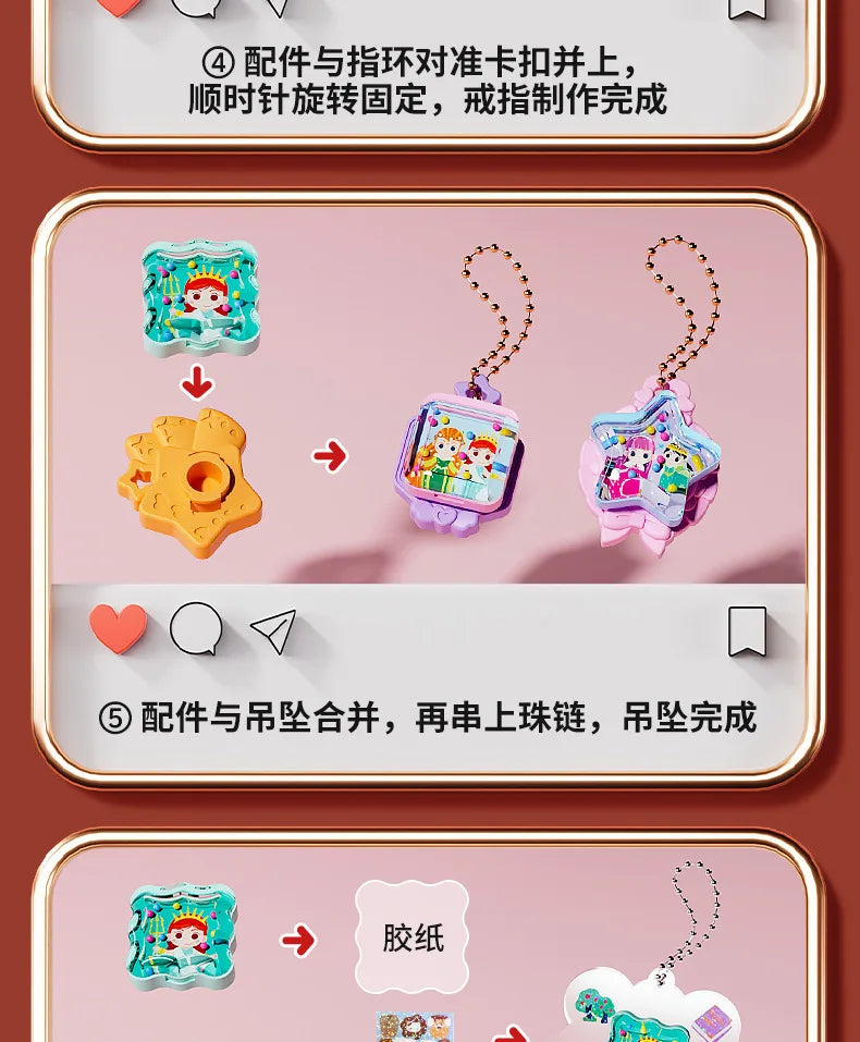 DIY Jewelry Maker Crafting Set for Kids with Cartoon Rabbit Box, Bracelet and Keychain Creation Kit, Creative Gift for Girls