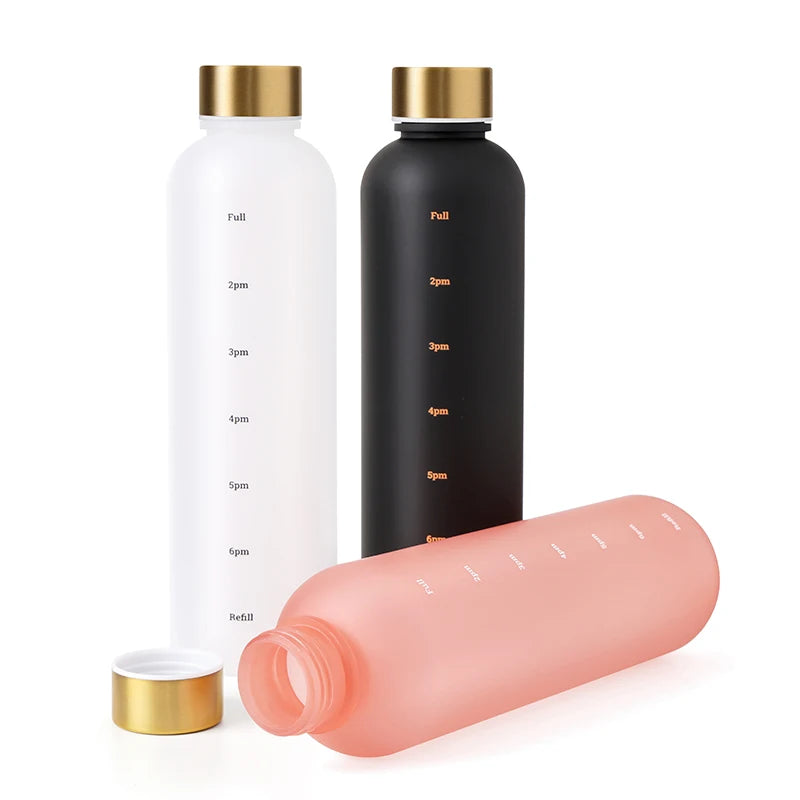 1L Bottle With Time Marker 32 OZ Motivational Reusable Leakproof BPA Free