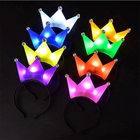 LED Princess Crown Headbands 6/12pcs Light Up Tiaras for Weddings and Parties Flashing Hair Hoops