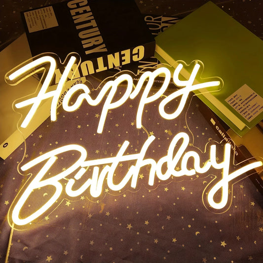 Happy Birthday Neon Sign Dimmable LED Wall Decor Light