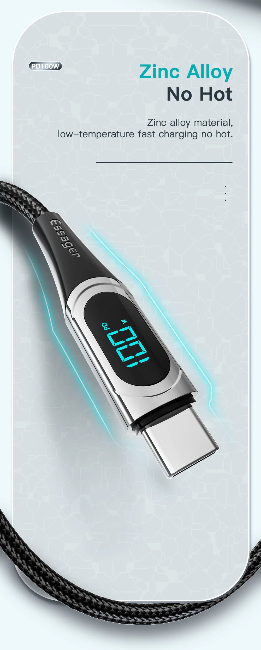 Essager USB To Type C Cable C To C 100W 5A Fast Charger 2M