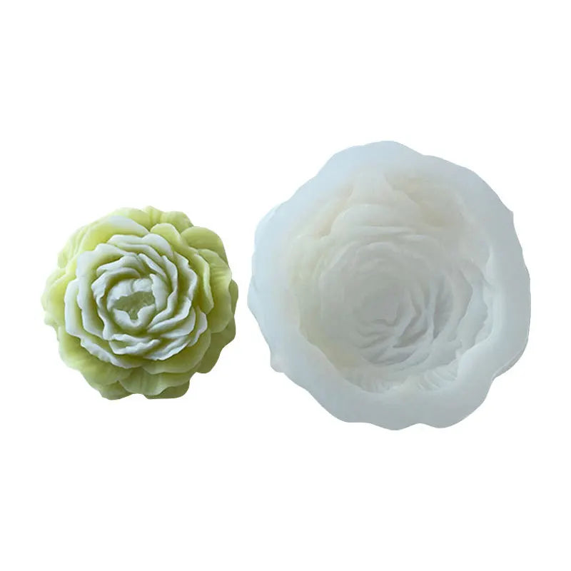 S/M/L 3D Peony Silicone Candle Mold for DIY Flower Crafts