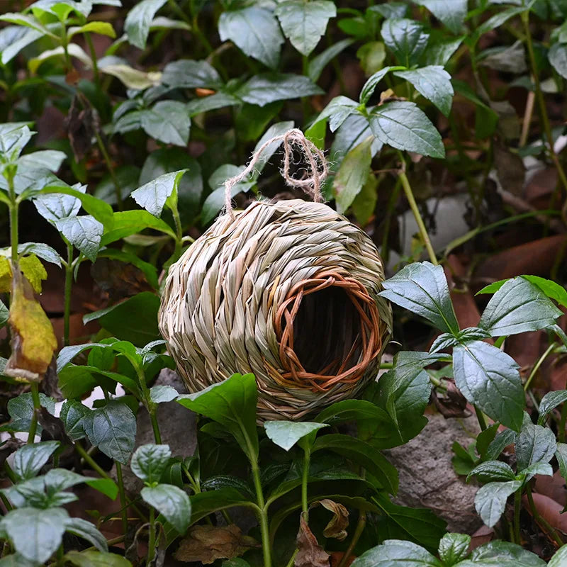 Hand-Woven Round Bird Nest - Natural Rattan Hanging Bird Cage, DIY Garden Decor for Outdoor Patio Balcony, Dropshipping Availabl