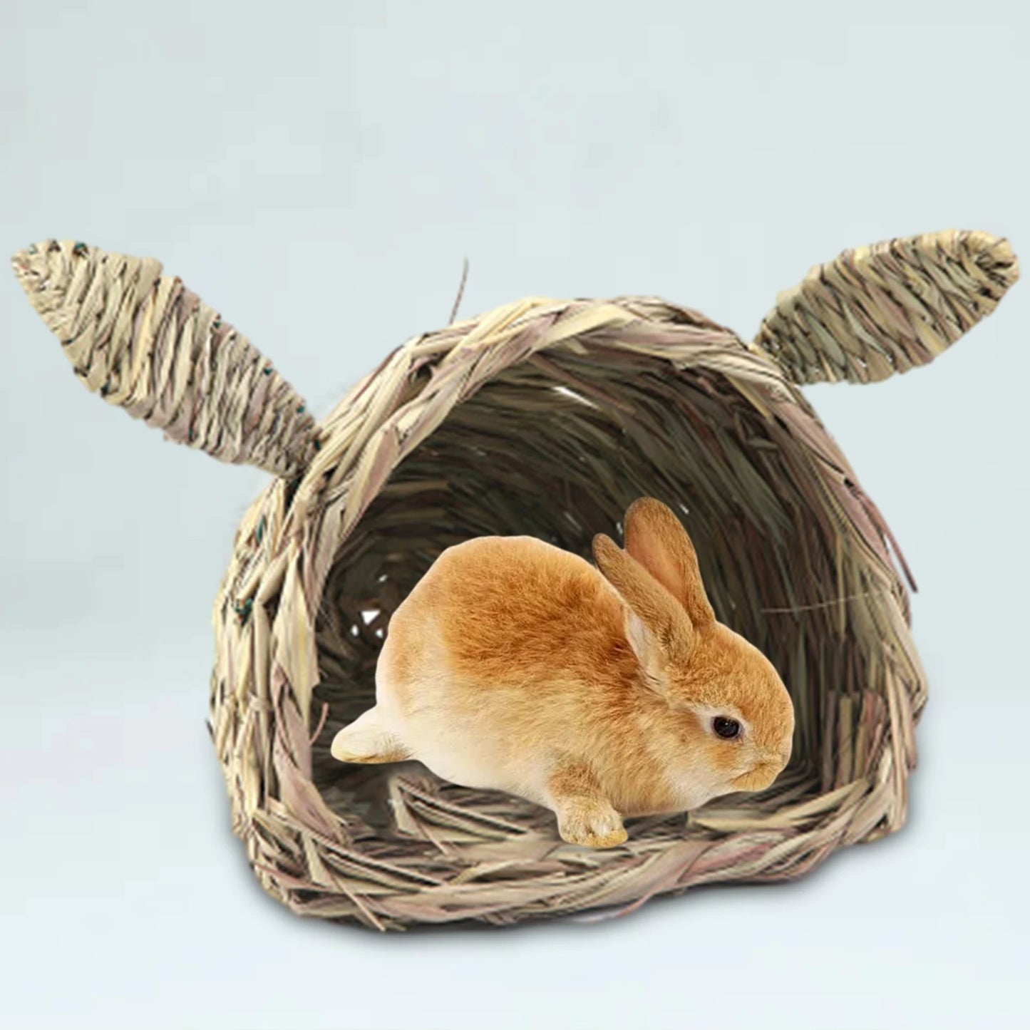 Rabbit Straw Nest Grass House Bunny Grass Tunnel Chew Toy Hay Bed for Small Animals Hamster Play and Sleep
