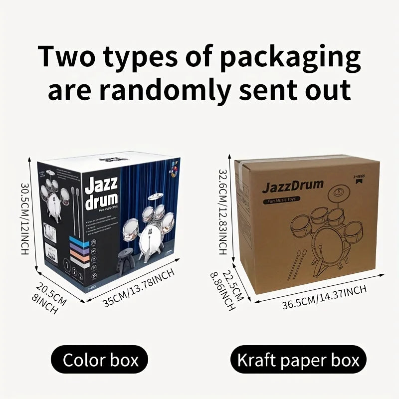 Kids Jazz Drum Set for Toddlers with Stool and Pedal Educational Musical Instruments Gift for Boys