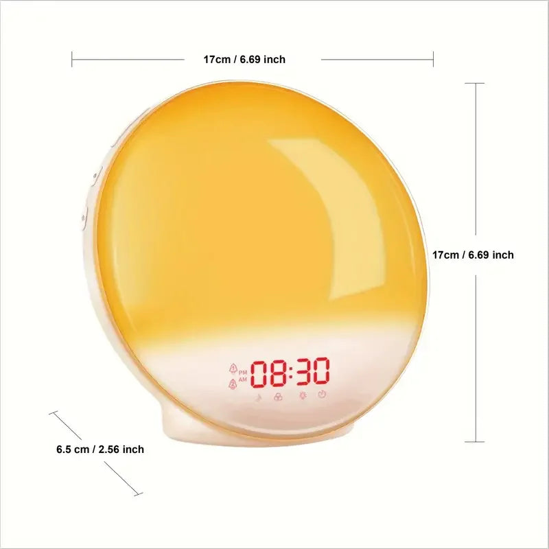 Sunrise Alarm Clock, Wake-Up Light Clock, Sunrise/Sunset Analog Digital Clock, Snooze Function, Night Light, Fm Radio Desk Clock
