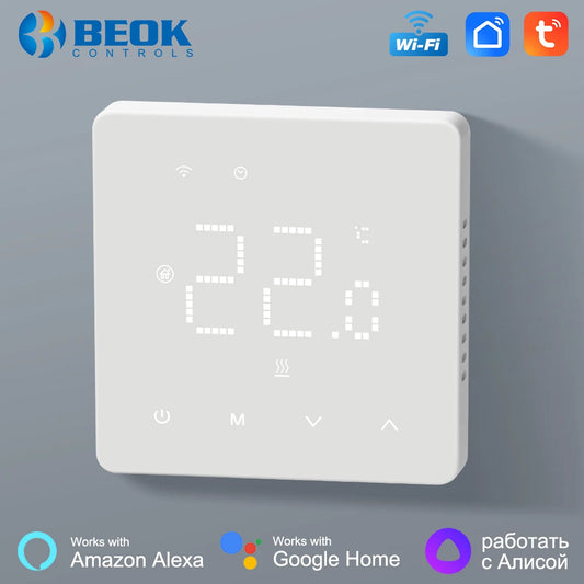 Termostato de ambiente Beok Tuya Wifi para calefacción por suelo radiante, termorregulador para caldera de gas, calefacción eléctrica con Alexa Google Home