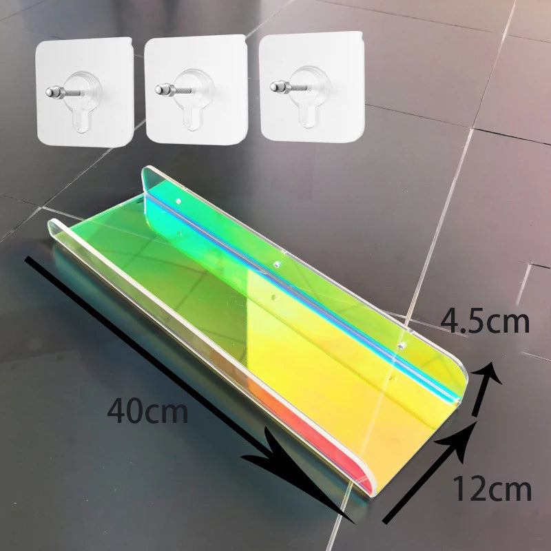 Colour Invisible Acrylic Floating Shelves Wall Mounted Bookshelf Storage Rack for Room and Bathroom