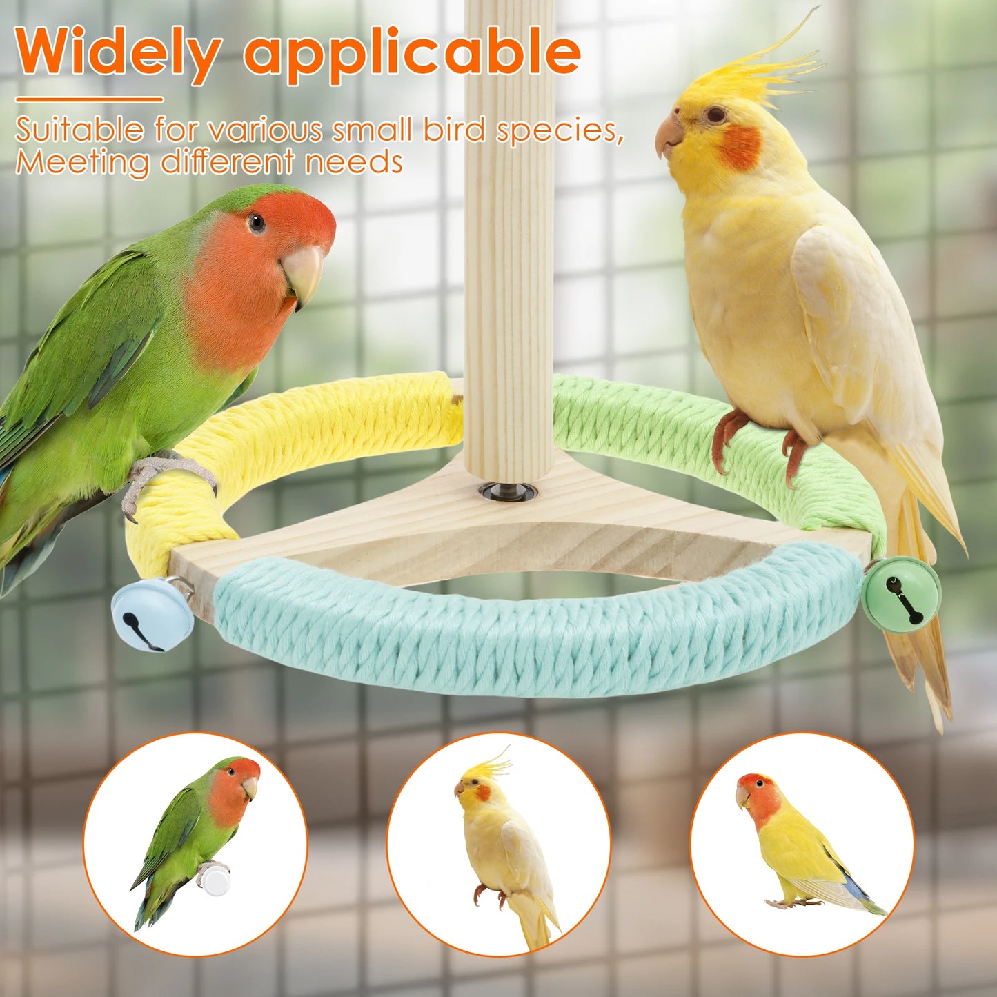Parrot Perch Wood Stand Rotary Tabletop Training Bird Toy Versatile Interactive Bird Cage Accessories Home Bird Raising Supplies