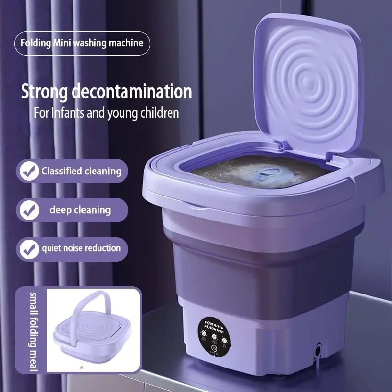 8L Foldable Washing Machine Mini Household Clothes Socks Underwear Cleaning Washer Travel Washing Machine With Drying