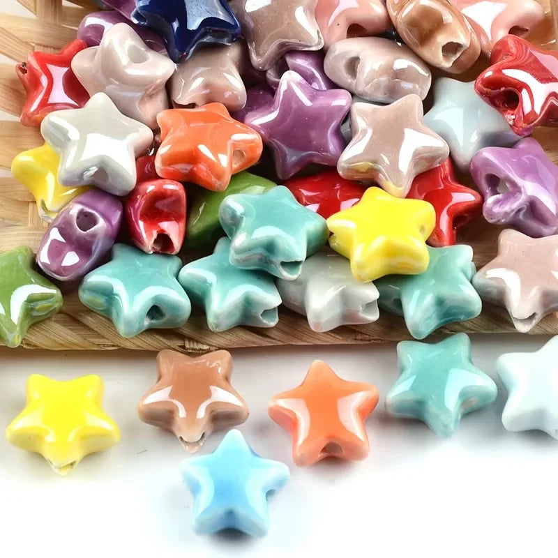 10pcs 14MM Colorful Star Beads Ceramic Beads For Making Jewelry Porcelain Spacer Beads Bracelet Necklace Charms DIY Accessories