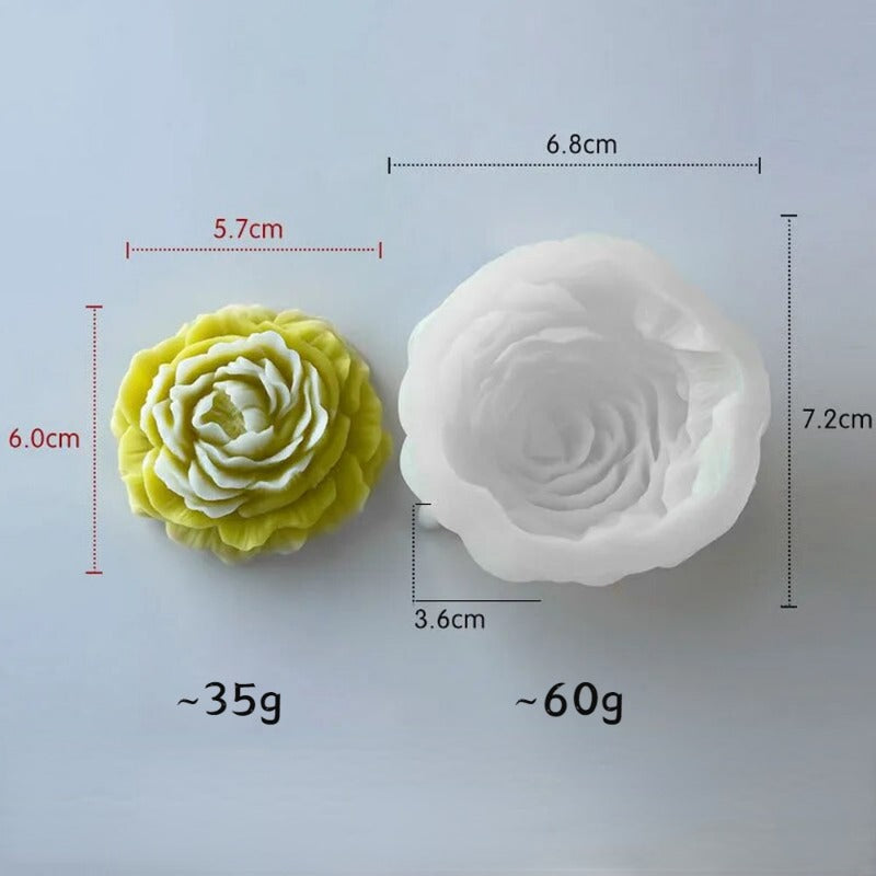 S/M/L 3D Peony Silicone Candle Mold for DIY Flower Crafts