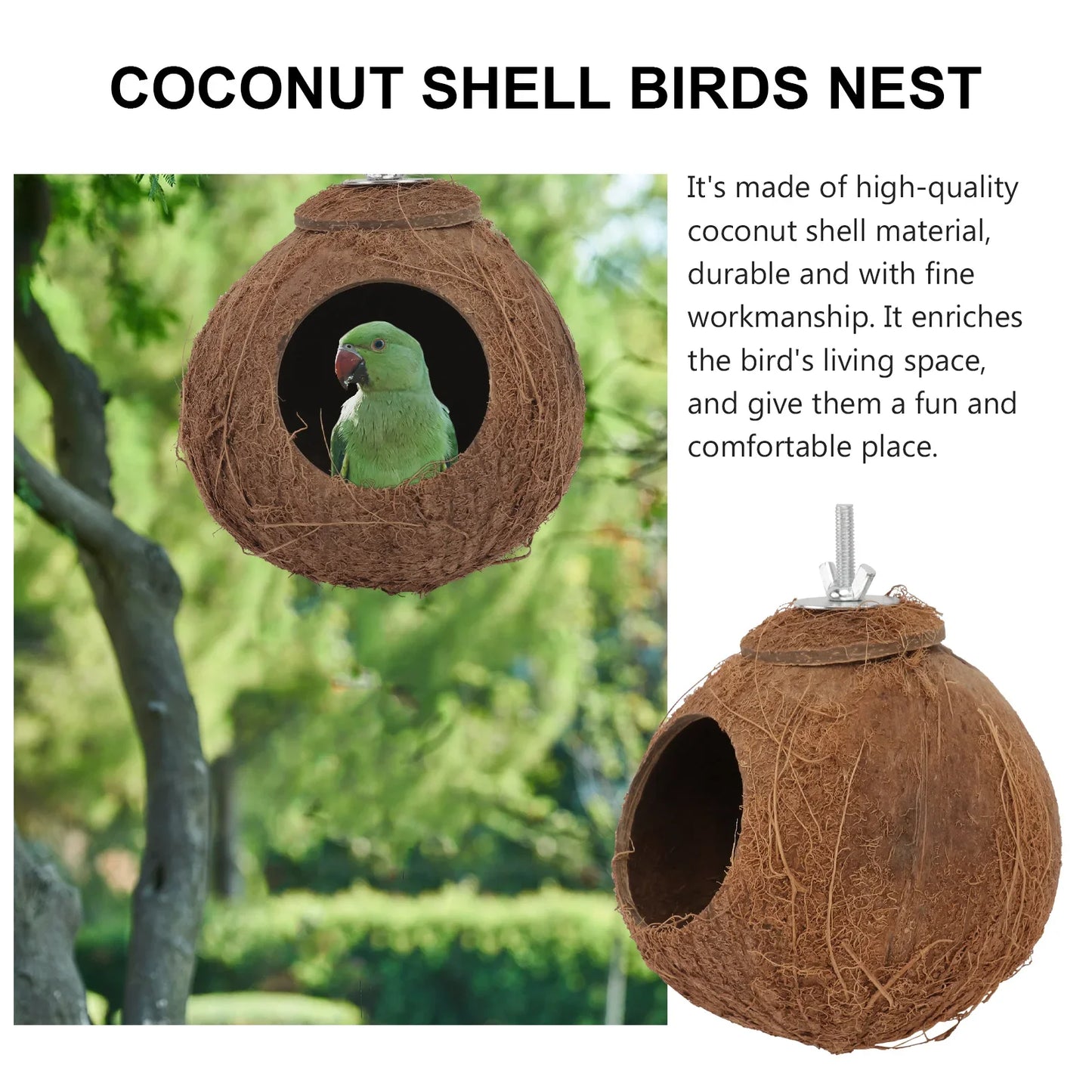 Coconut Shell Bird Nest Pet Parrot House Birds Toy Animals Biting Plaything Cages Natural Hamster  jaula palomas casa passarinho