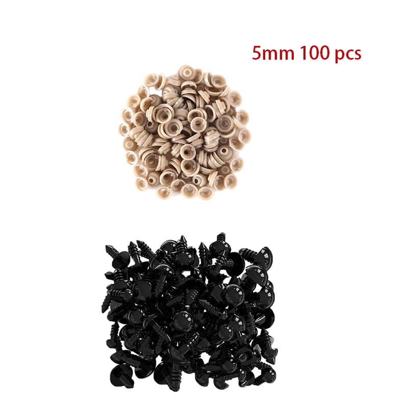 100pcs Plastic Safety Eyes 5-20mm for DIY Toys and Dolls