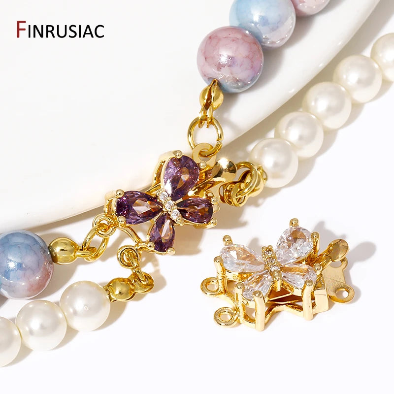 Multi Styles 18K Gold Plated Brass Flower Safety Clasps for DIY Jewelry