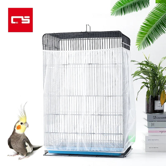 Nylon Mesh Bird Cage Cover Shell Skirt Net Easy Cleaning Seed Catcher Guard Bird Cage Accessories Airy Mesh Parrot Bird Cage Net