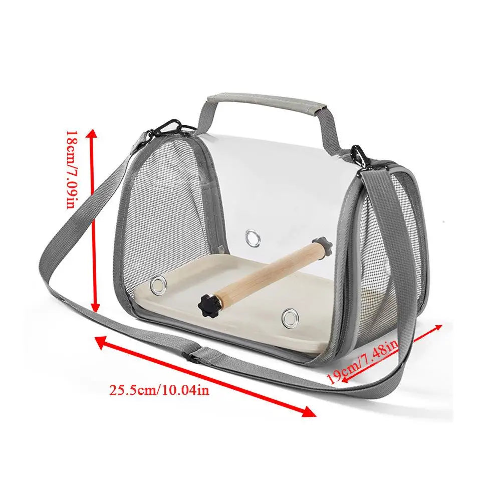 Breathable Foldable Parrot Carrier Bag With Stand And Tray Travel Bag Clear Bird Parrot Transport Cage Outdoor Bird Carrier