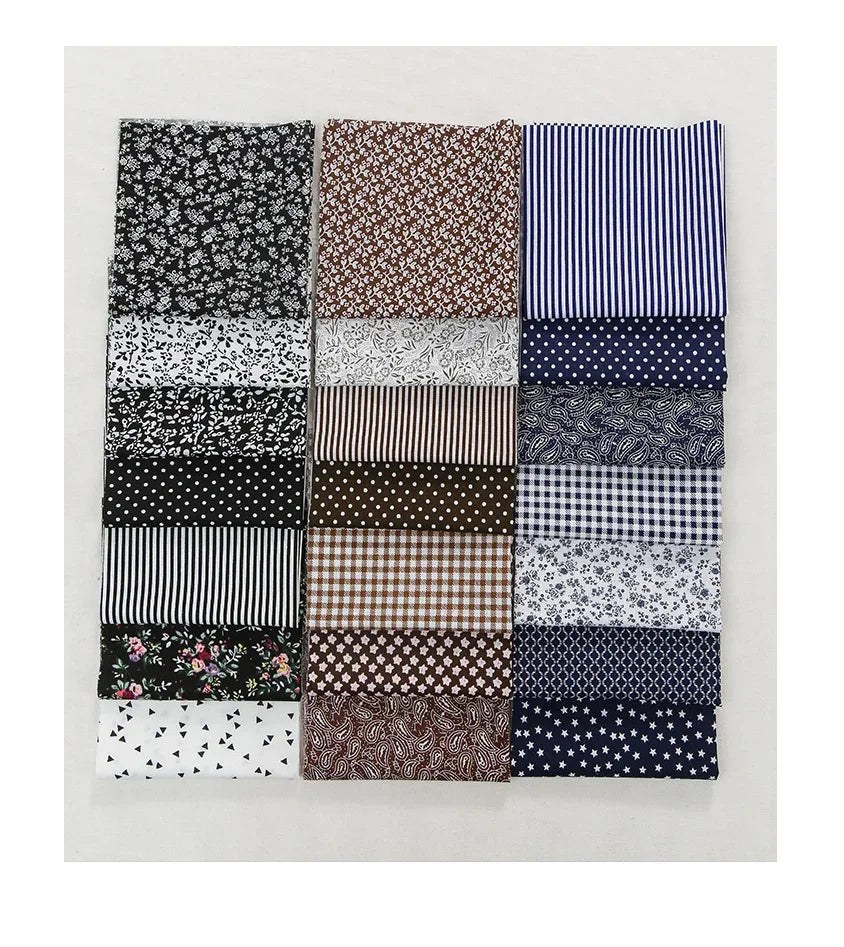 7 Pieces 25x25Cm Cotton Flower Fabric Printed Cloth for DIY