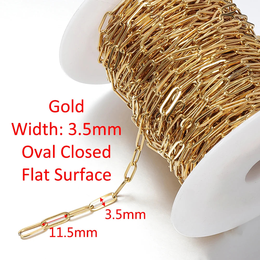 2Meters Stainless Steel Link Cable Gold Chains for DIY Jewelry