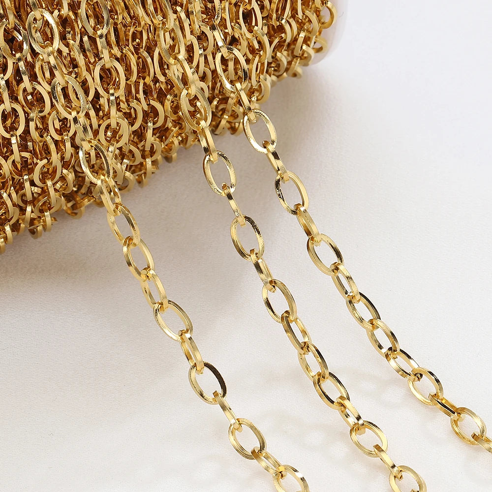 No Fade 1Meter Gold Stainless Steel 7.5mm Rolo Chain