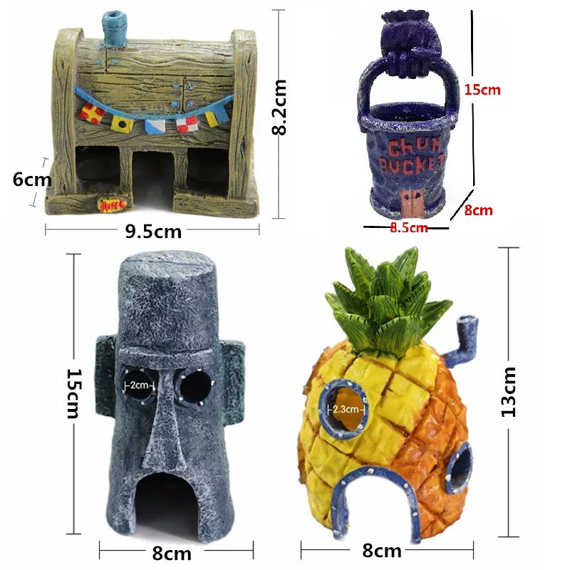 Fish Tank Landscaping Ornaments Aquarium Decoration Cartoon Underwater World Crab Restaurant Pineapple House Reptile Rest Home