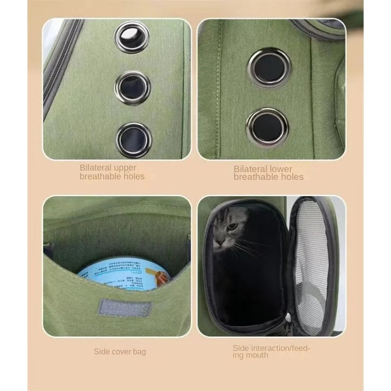 Cat Backpack Carrier,Breathable clear capsule backpack Carrier,suitable for hiking,Airline Approved Pet Travel Carrier