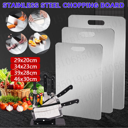 Stainless Steel Cutting Board Double Sided Chopping Board Easy To Clean Kneading Dough Board for Meat Fruit Vegetables Baby Food