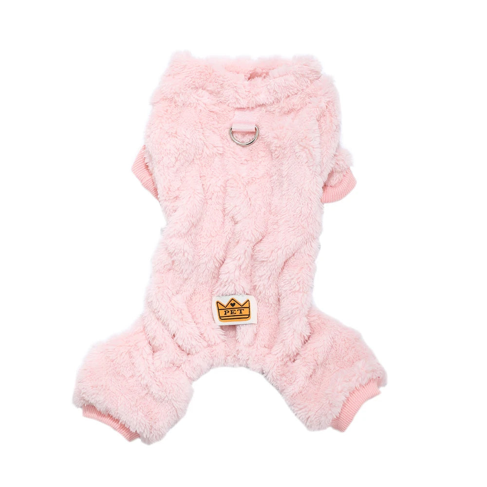 Dog Warm Clothes Pet Dog Jumpsuit Winter Puppy Cat Cozy Soft Fleece Clothing with D-ring For Small Medium Dogs Cat Chihuahua Pug