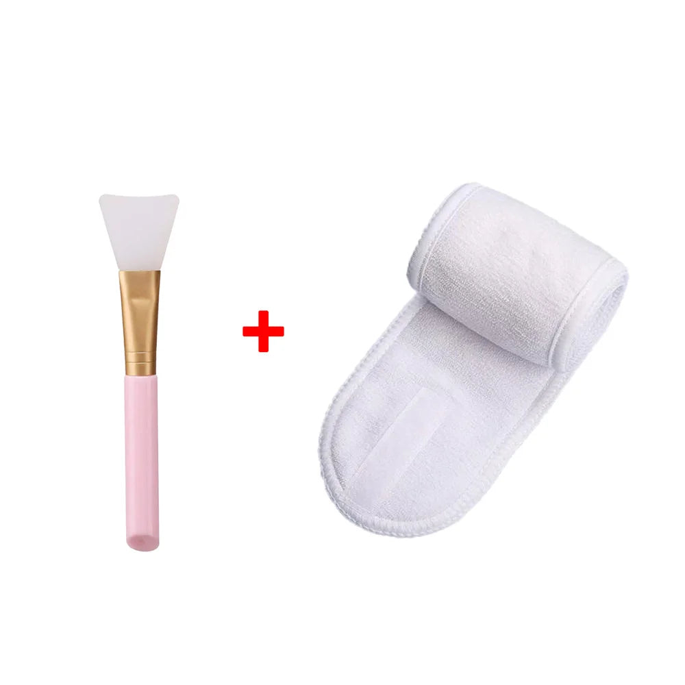 1pc Adjustable Head Band Hairband with 1 Mask Brush Yoga Spa Bath Shower Makeup Wash Face Cosmetic Headband Make Up Accessories