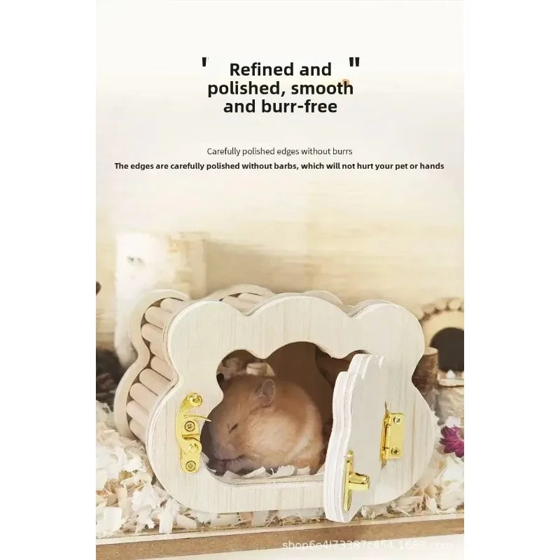 Hamster Voyeur Series Wooden Nest House Avoidance Observation House Cute Golden Bear Flower Branch Mouse Entertainment Intera