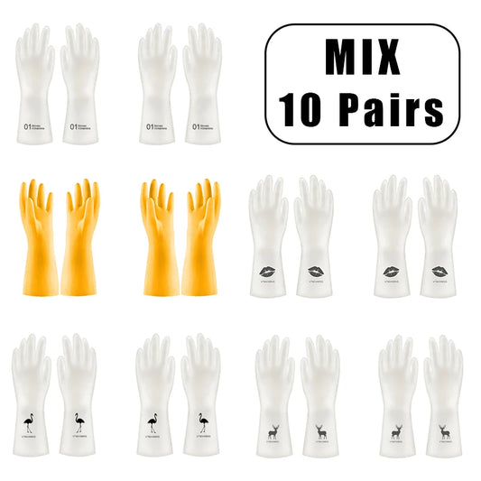 10 Pairs Waterproof PVC Cleaning Gloves for Household Tasks Durable Non-Slip Latex Material for Dishwashing Laundry and General Cleaning