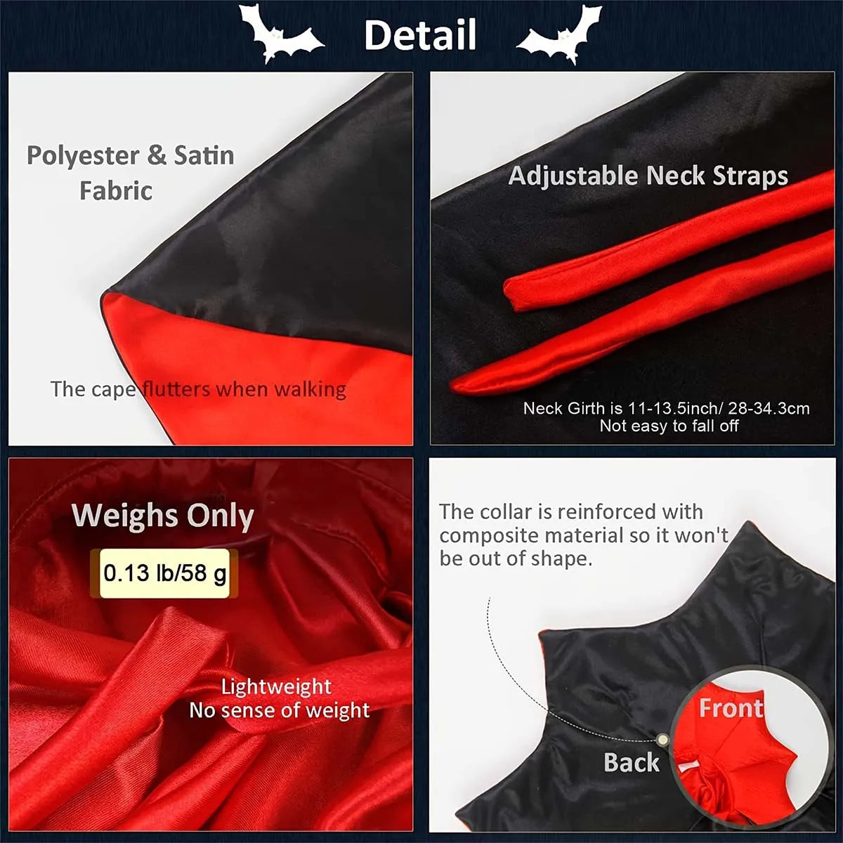 Halloween Pet Cape Vampire Pet Costume Dog Cat Cosplay Cloak Comfortable Nylon with Strap Closure For Small & Medium Dogs & Cats