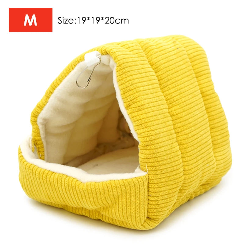 Pet Bird Nest House Parrot Cages Warm Comfortable Hanging Winter Parrot Hammock Cave Heart Plush Nest Decoration Accessories