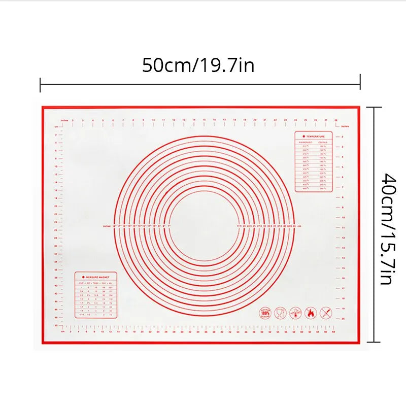 1Pc 40X50CM White And Red Kneading Dough Mat Silicone Baking Mat Pizza Cake Dough Maker Kitchen Cooking Grill Gadgets Bakeware