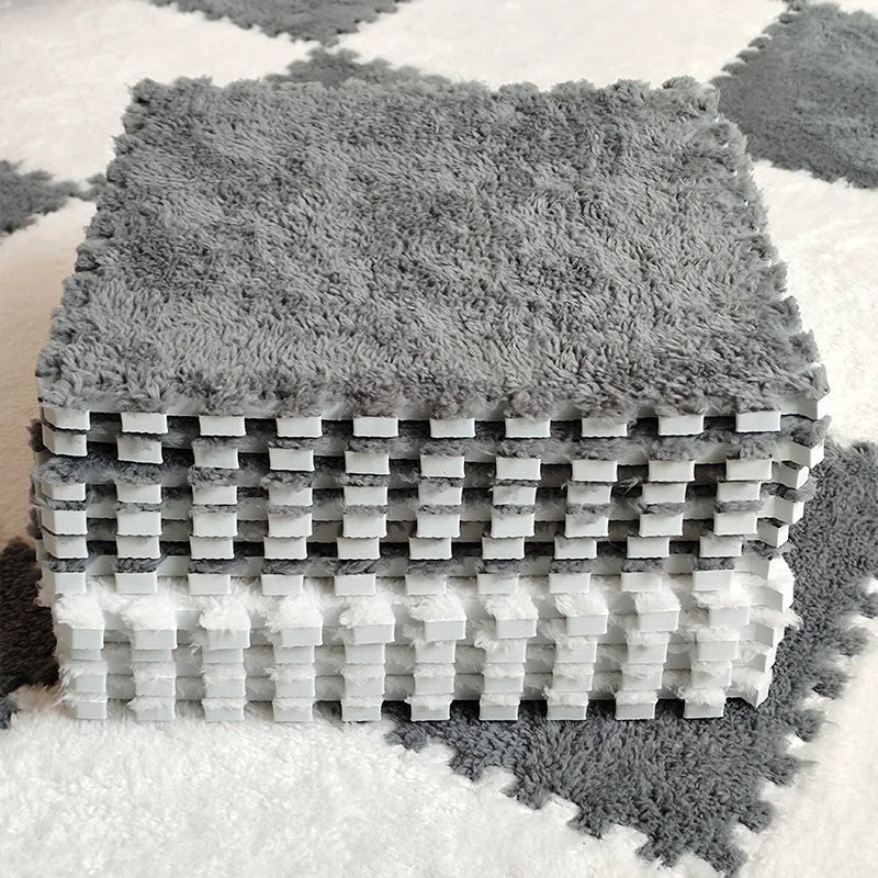 Soft Plush Baby Play Mat Puzzle Foam Carpet 30x30x1CM for Kids Room Safe and Comfortable Play Environment