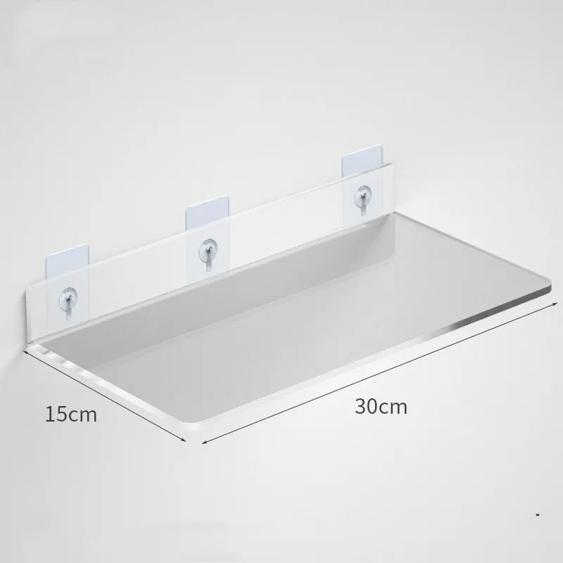 1pc Clear Acrylic Storage Rack Wall Mounted Shelf for Makeup, Books, and Organizing