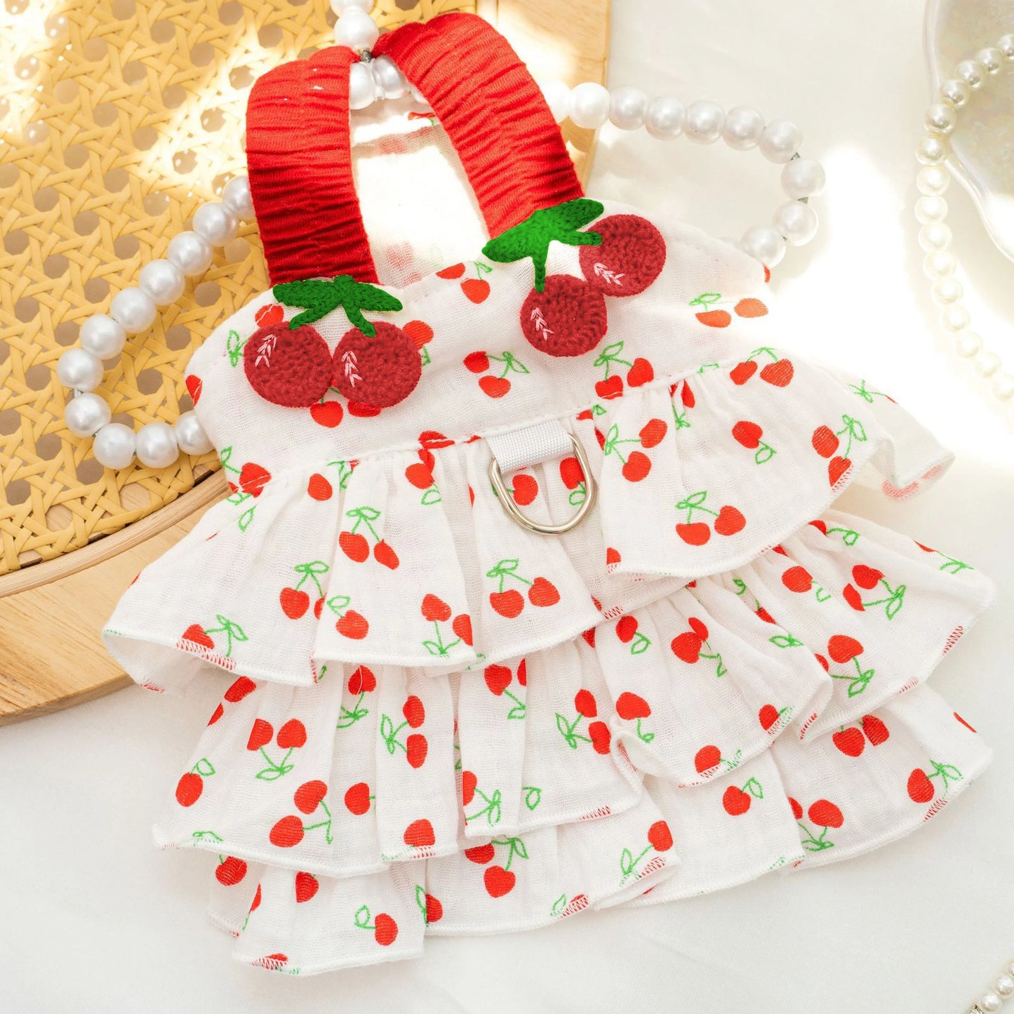 Pet Dress for Dogs & Cats - Layered Cake Style Printed Clothes, Small Medium Breed Apparel, Adorable Summer Outfit