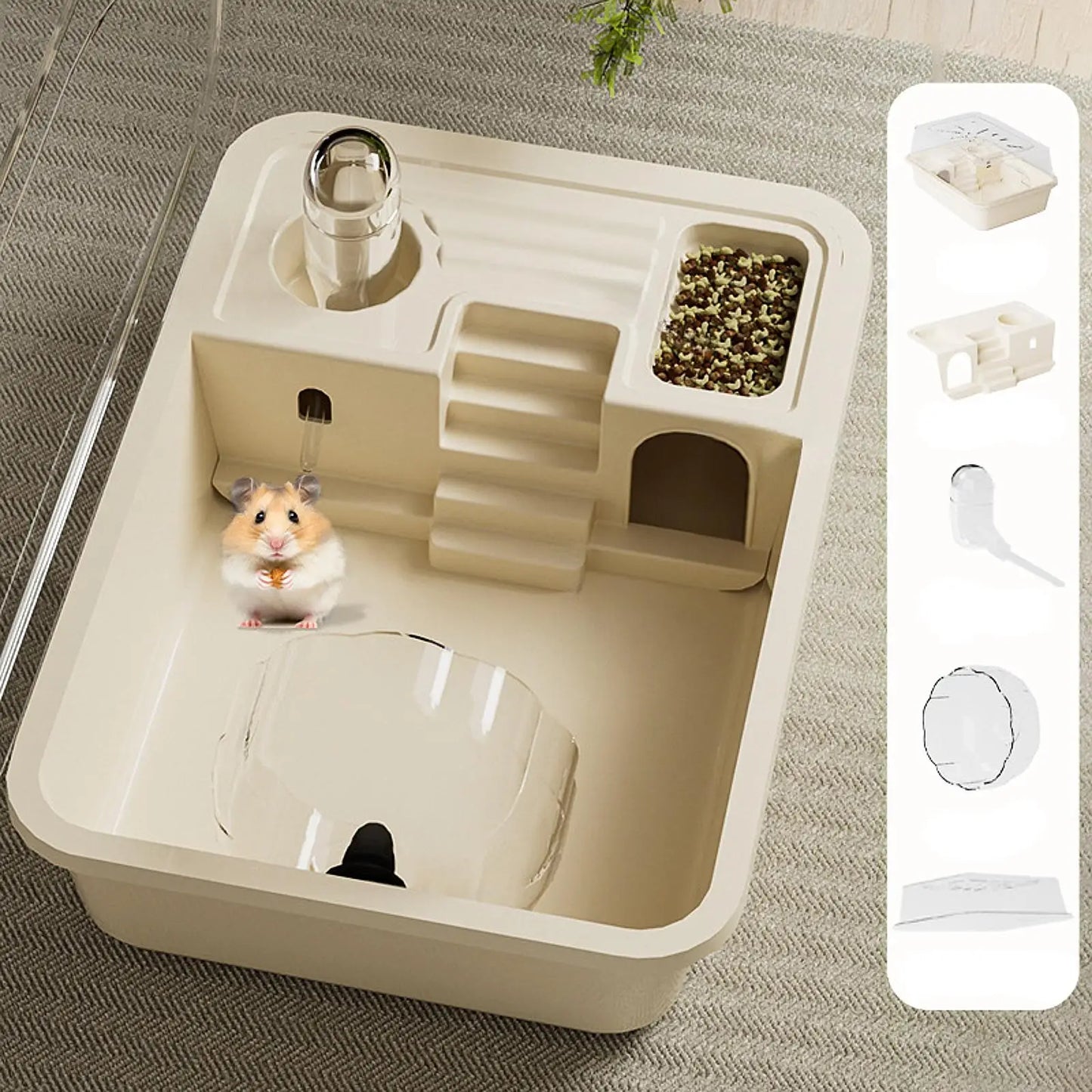 Hamster Cage Multifunction Ventilation Openable Top Guinea Pig Cage Easy Clean House for Rats Guinea Pigs Mice Bunny Hedgehog