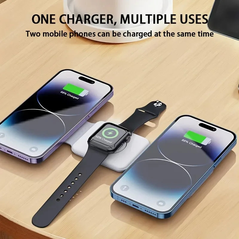 3 in 1 Wireless Magnetic Charger Fast Charging Dock Station Portable Foldable Stand Trip Charger For iPhone Apple Watch AirPods