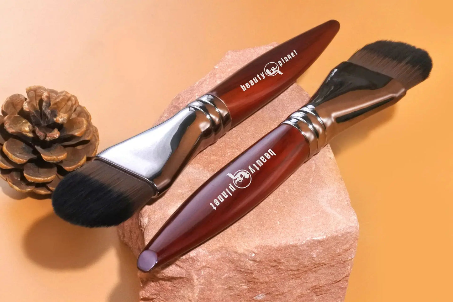 Beauty Planet Luxury Natural Horse Hair Powder Foundation and Blush Brushes Professional Makeup Tools