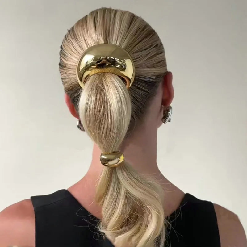 New 2024 Metal Irregular Golden Color Hair Bands Elastic Hair Scrunchies Hair Rope Headbands Women Girls Hair Accessories Gifts